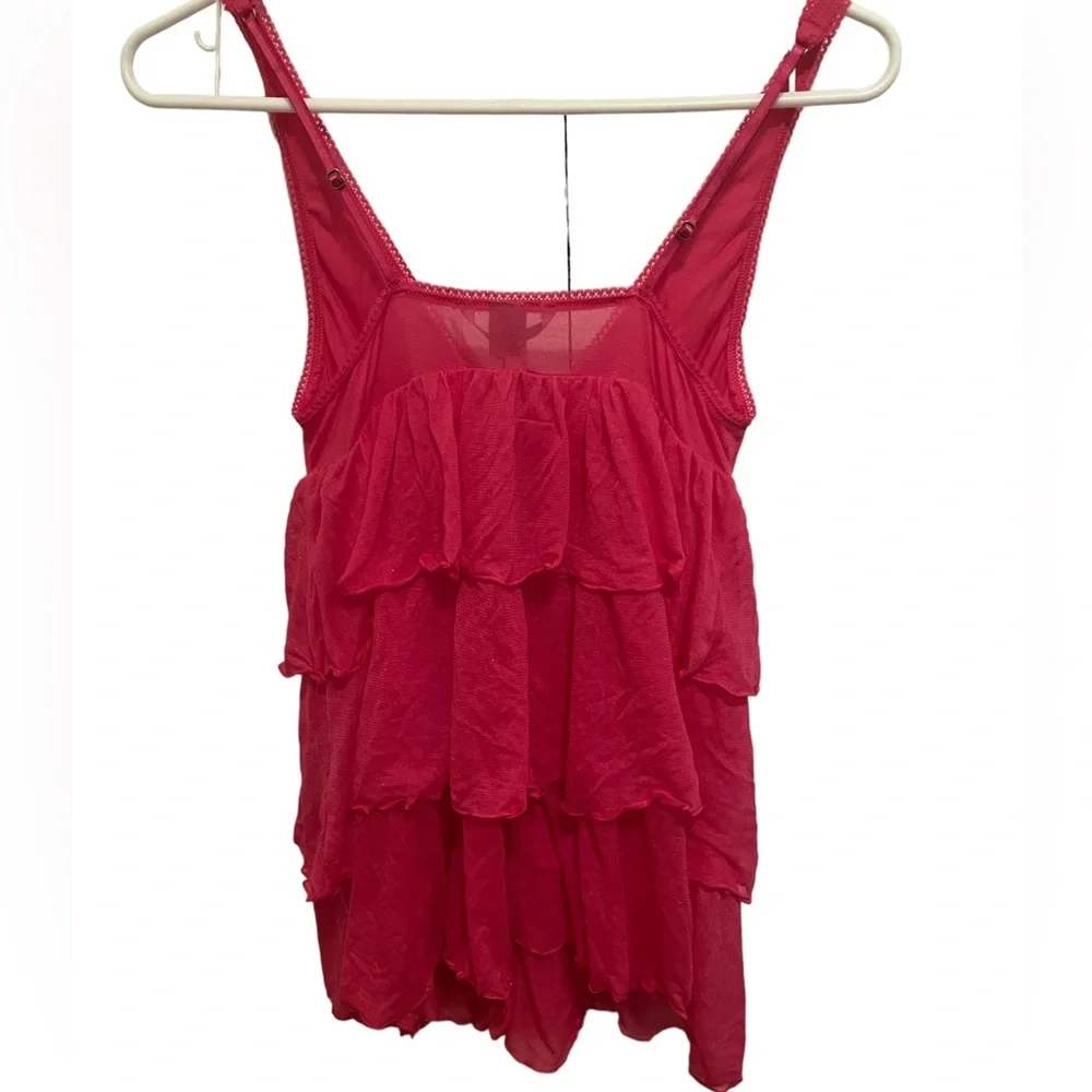 Victoria’s Secret Y2K Pink Layered Ruffle babydoll Sleep or dress Tank small